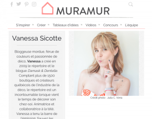 Vanessa Sicotte, muràmur, bloggueuse, décoratrice, animatrice télé